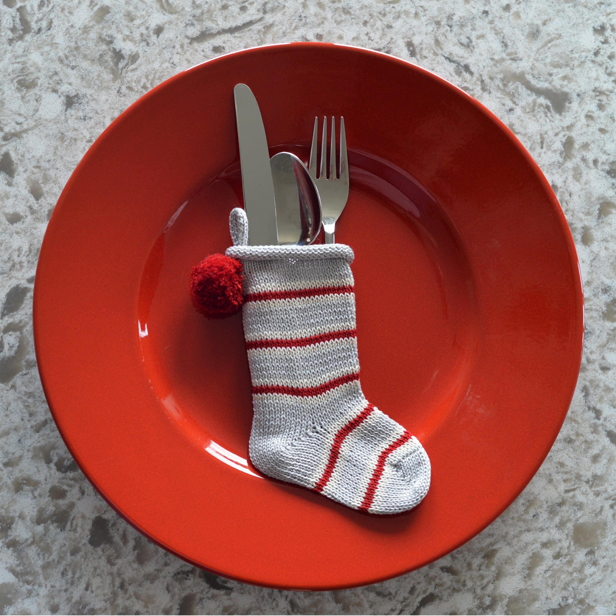 Mini Candy Stripe Stocking, Grey