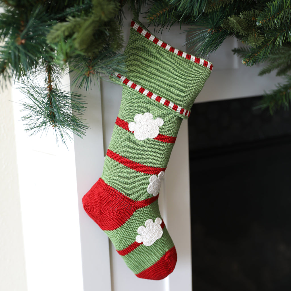 Paw Print Stocking, Green