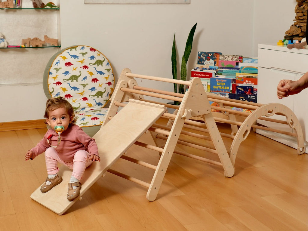 Montessori Indoor Playground | Pikler Triangle & Climbing Arch & 2in1 Ramp & Pillow