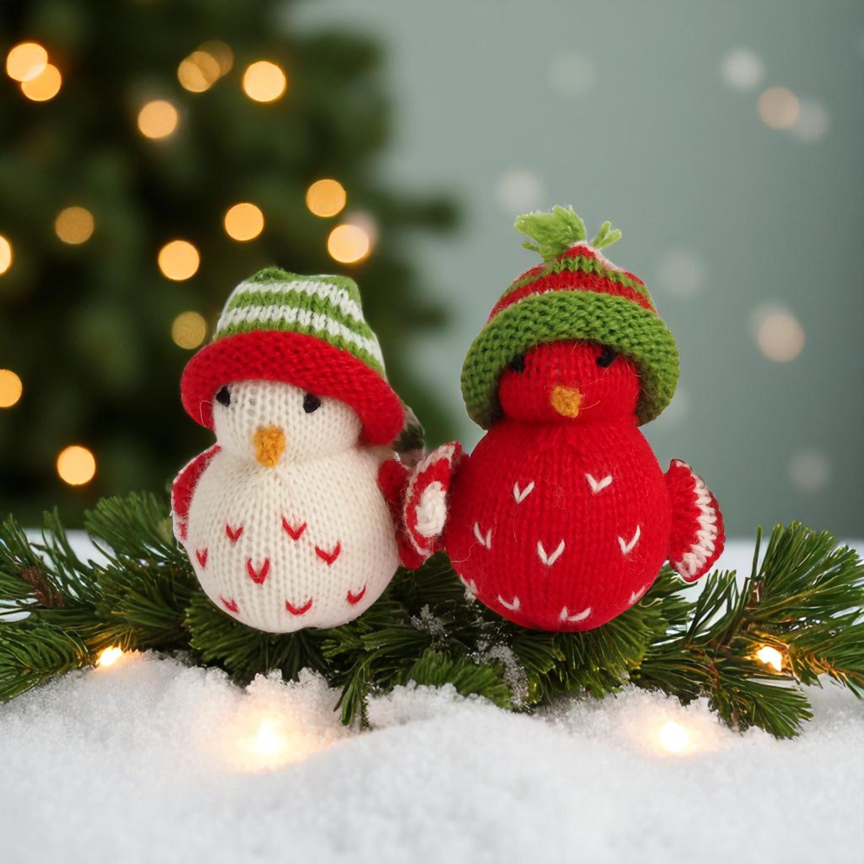 Winter Birds Ornaments, set of 2