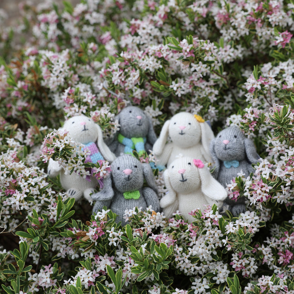 Bunny with Pastel Accessory Ornament- set of 6