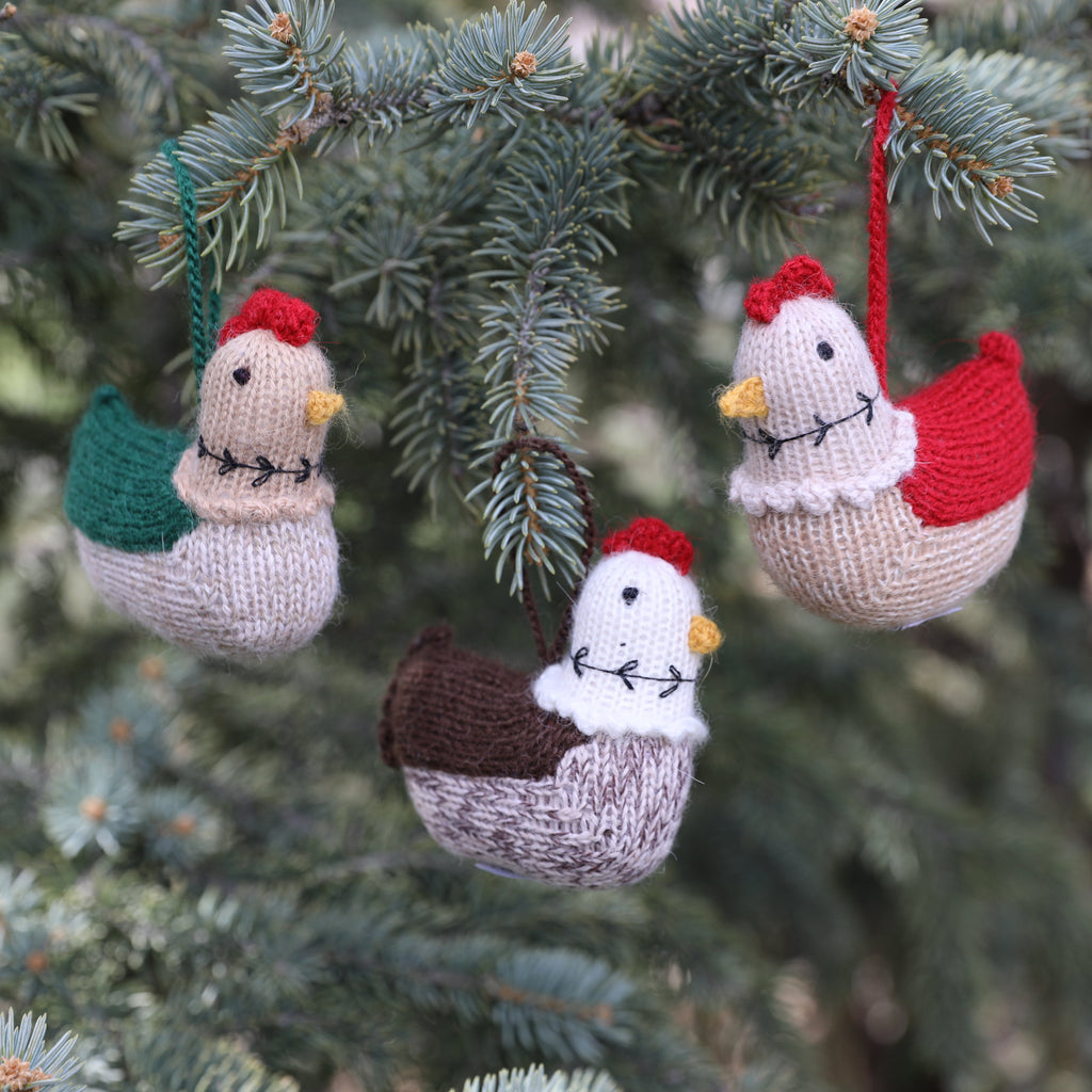 Hen Ornaments - set of 3