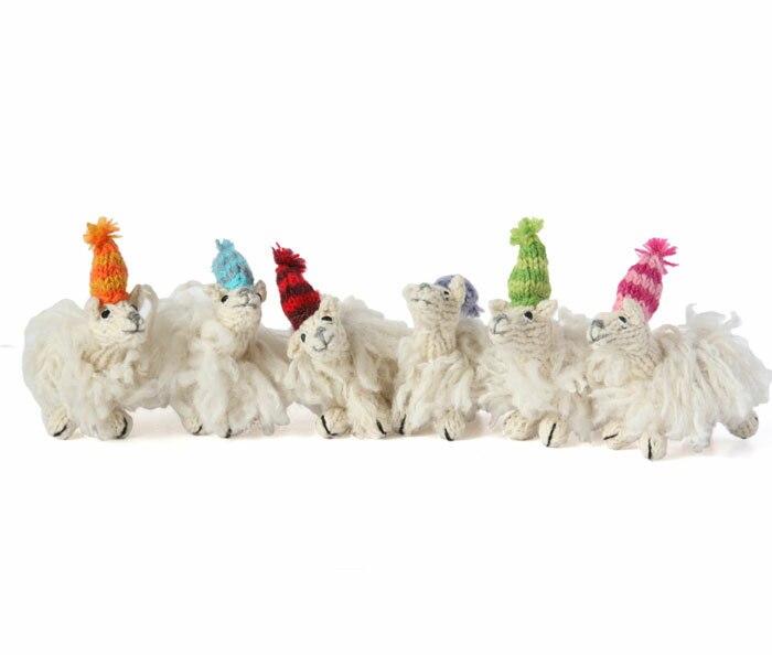 Long-haired Llama Ornament, set of 6