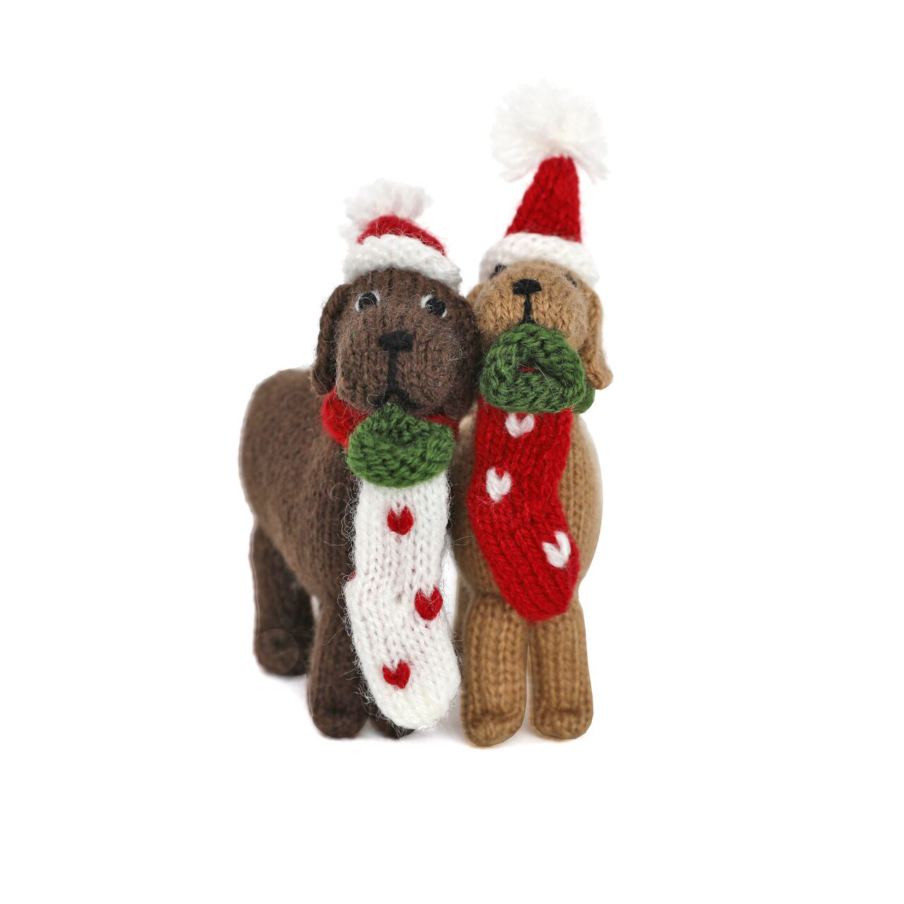 Dog with Stocking Ornament, set of 2