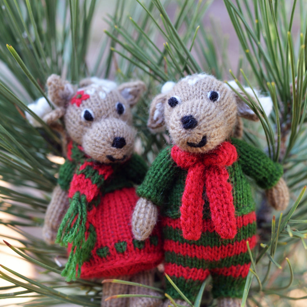 Holiday Deer Ornaments, set of 2