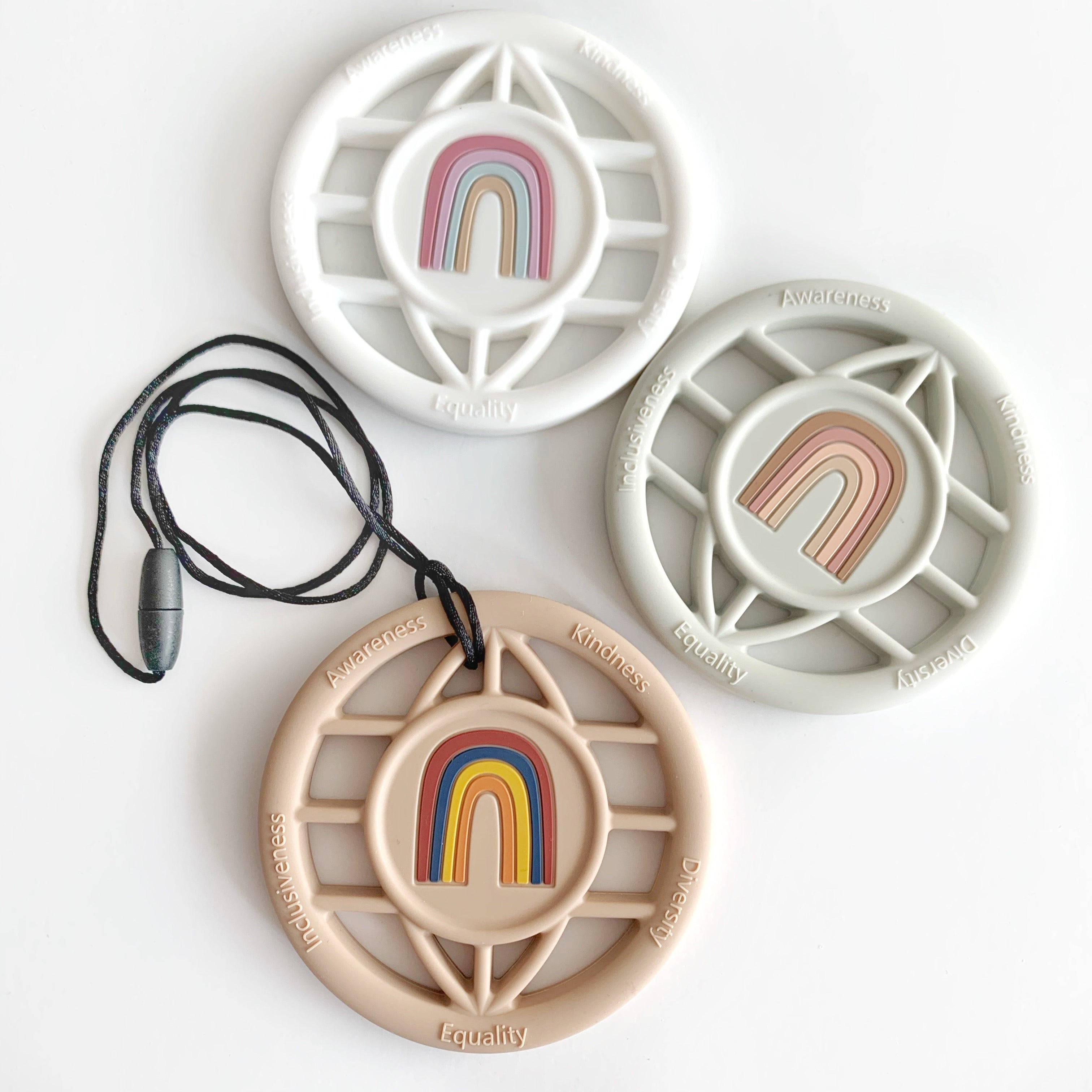 Gummy Chic Rainbow World Teether Necklace | BPA-Free Chew Sensory Pendant