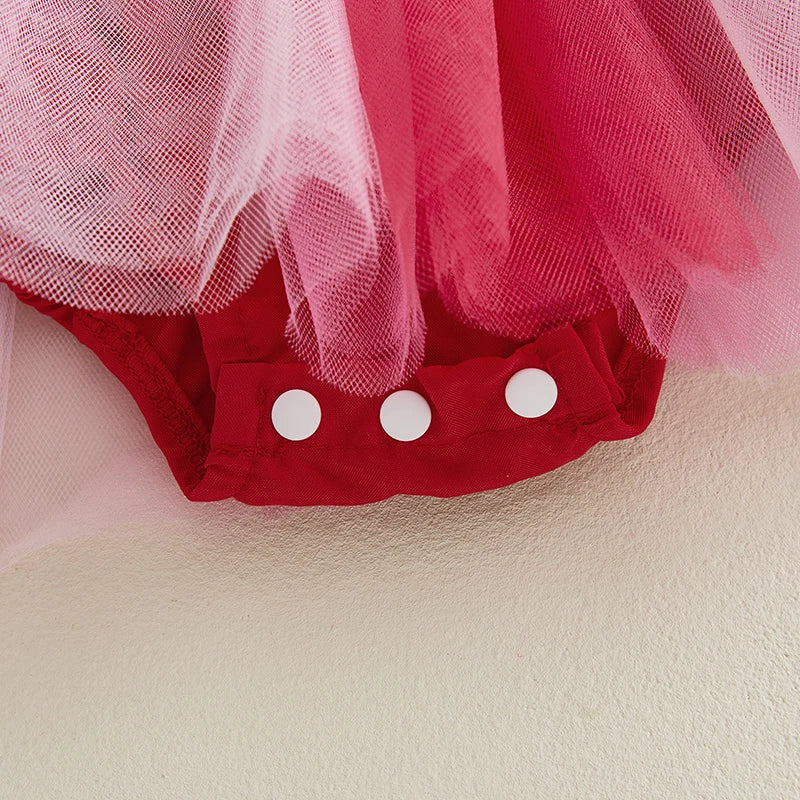 Baby Girls Romper Dress Sleeveless Tank Stars USA Flag Heart Tulle Patchwork Party Bodysuit Tutu Summer 4th of July Clothing