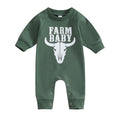 Baby Boy Girl Rompers Western Bull Head Letter Print Long Sleeve Jumpsuit Fall Clothes