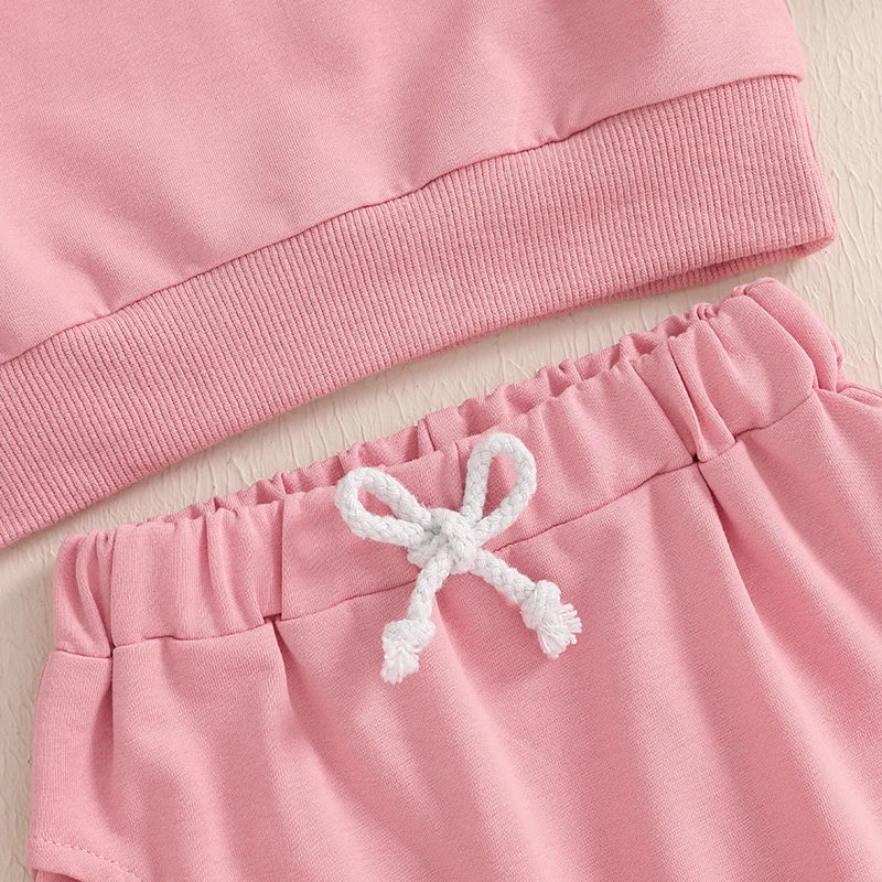 Baby Toddler Girls 2Pcs Daddy's Bestie Outfit Letter Print Long Sleeve Crewneck Top with Solid Pants Jogger Set