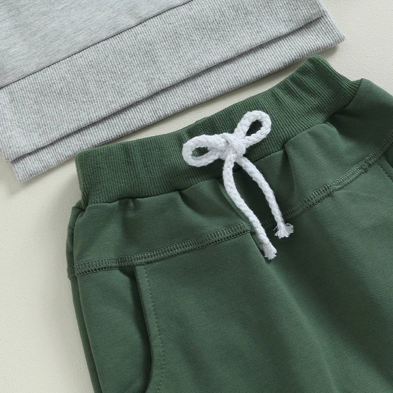 Baby Toddler Boy Girl 2Pcs Outfit Long Sleeve Crewneck Pullover Top Jogger Pant Set