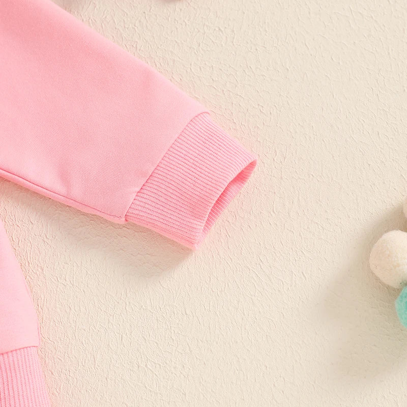 Baby Toddler Girls 3Pcs Fall Outfit Long Sleeve Bow Embroidery Crewneck Top + Jogger Pants + Headband Set