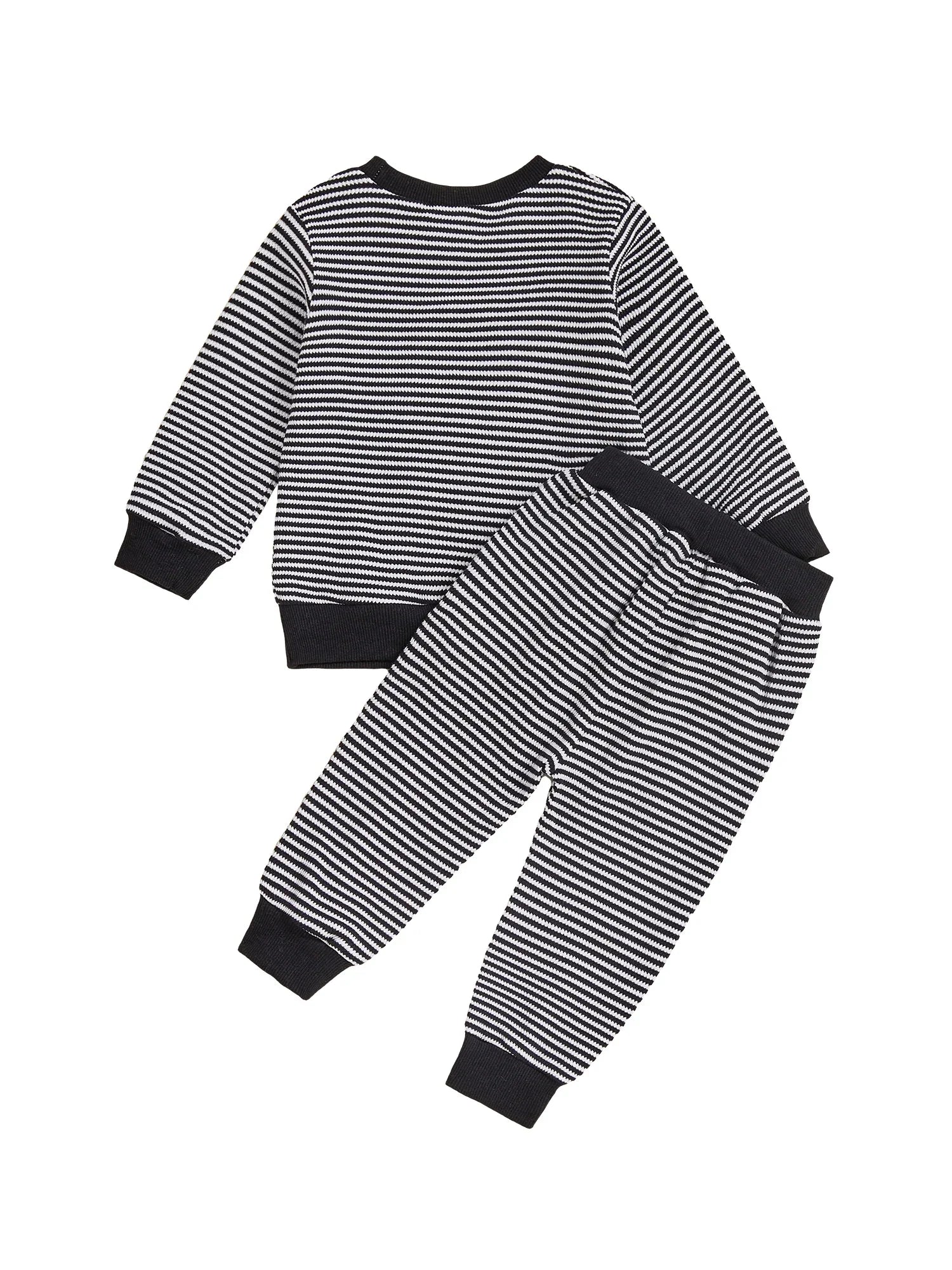 Baby Toddler Boys 2Pcs Halloween Outfit Ghost Embroidery Striped Long Sleeve Top and Elastic Pants Clothes Set