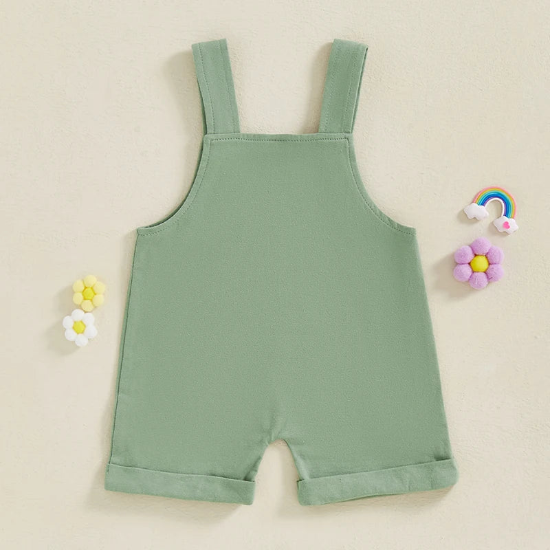 Baby Toddler Boys Girls Overalls Tank Sleeveless Square Neck Front Pocket Suspender Shorts Romper