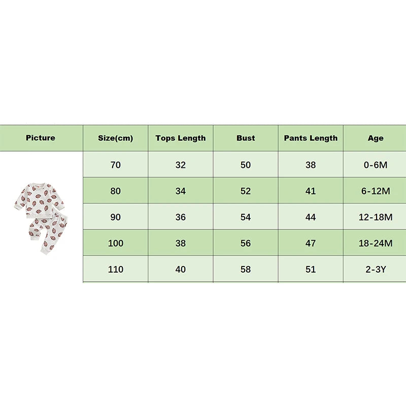 Baby Toddler Boys Girls 2Pcs Football Print Long Sleeve Round Neck Top Drawstring Pockets Pants Set