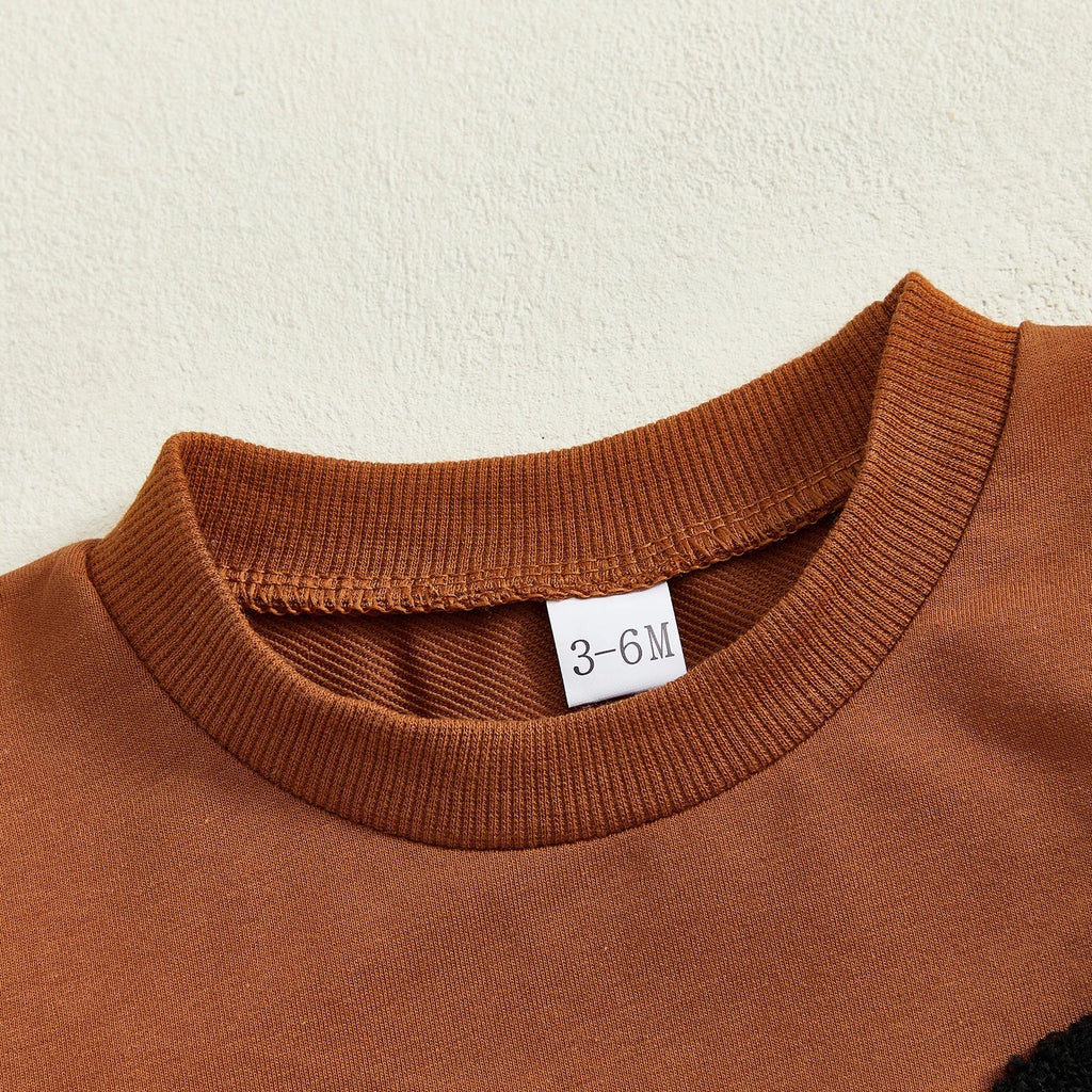 Baby Toddler Boy 2Pcs Halloween Outfit Long Sleeve Top Pumpkin Embroidery Pants Set Toddler Clothes