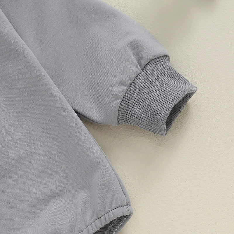 Baby Boys Girls Game Day Fall Bodysuit Letter Football Embroidery Long Sleeve Round Neck Jumpsuit Romper