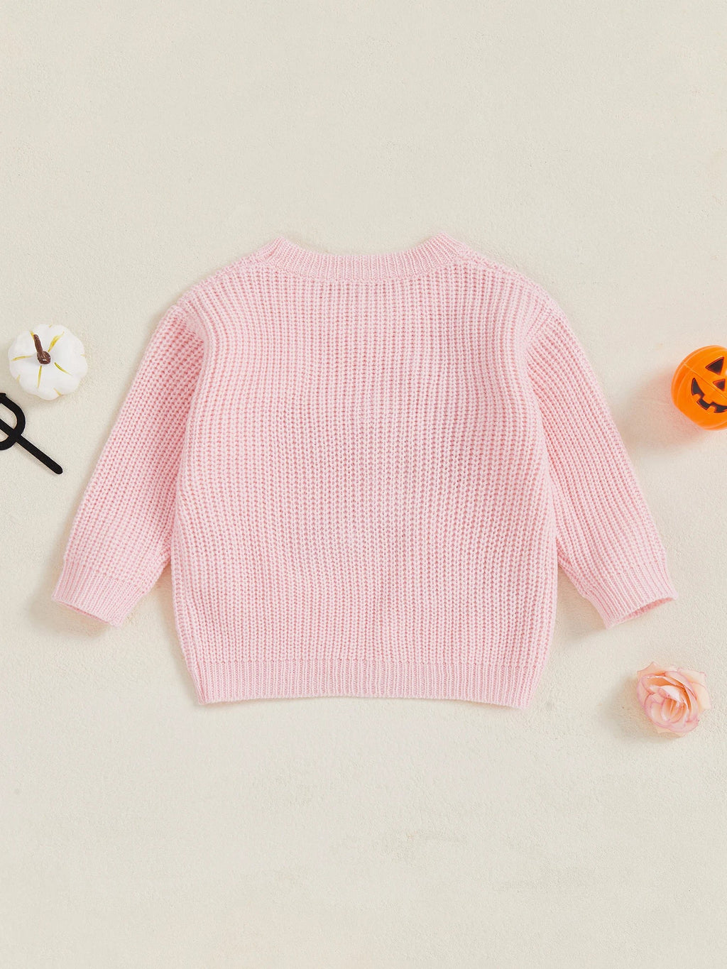 Baby Toddler Girls Halloween Sweater Long Sleeve Round Neck Letter Boo Ghost Embroidery Knit Pullover Top