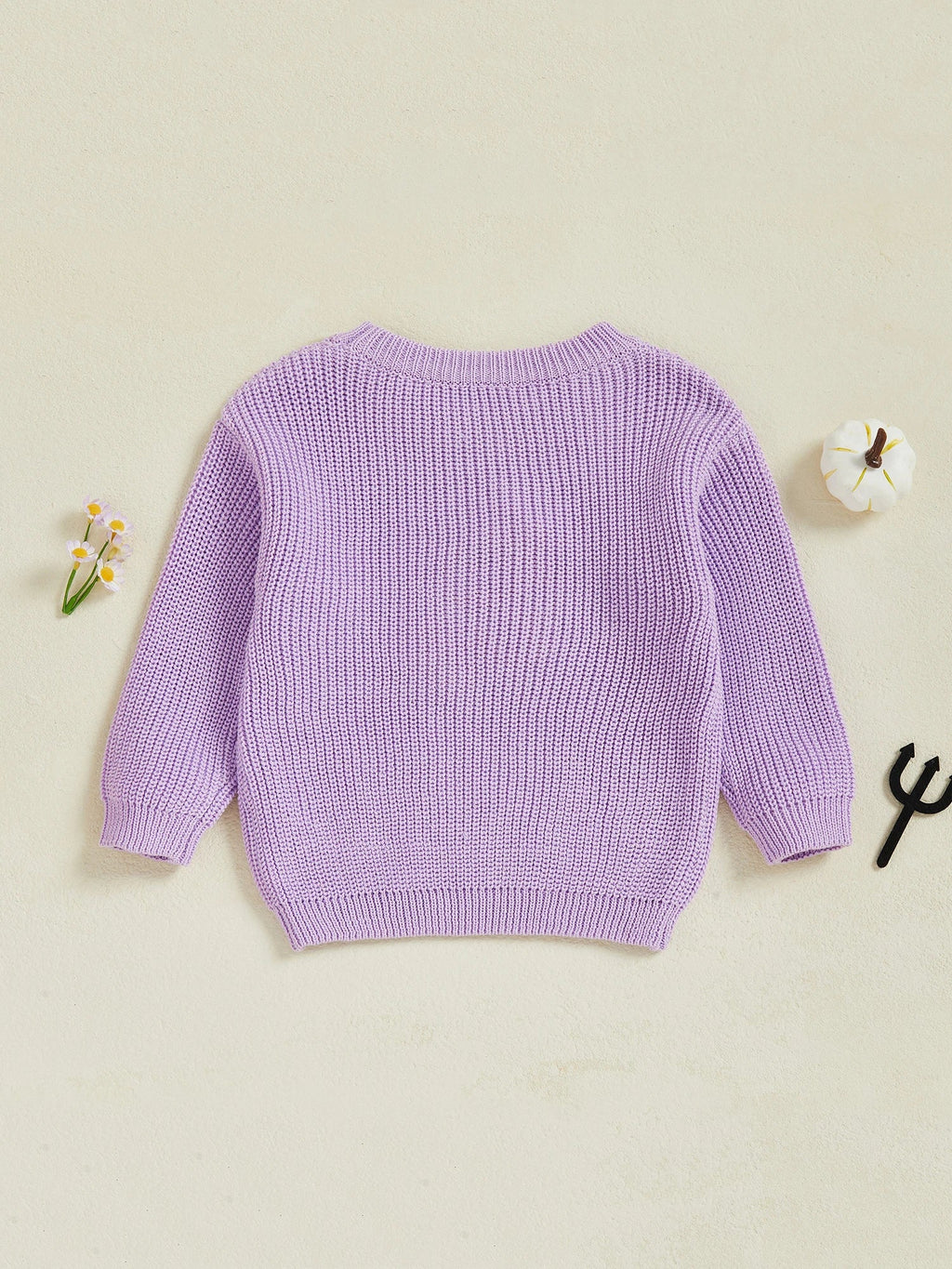 Baby Toddler Kids Girl Halloween Sweater Long Sleeve Round Neck Ghost Flower Embroidery Knit Pullover Top