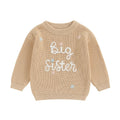 Toddler Kids Girl Big Sister Sweater Cute Long Sleeve Letter Embroidery Knit Pullover Loose Top