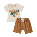 Baby Toddler Boys 2Pcs Mama's Boy Summer Outfit Letter Baseball Print O-Neck Short Sleeve Top with Elastic Waist Shorts Set