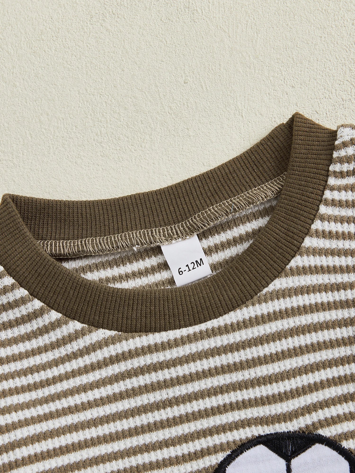 Baby Toddler Boys 2Pcs Fall Outfit Rugby Embroidery Striped Long Sleeve Top and Elastic Pants Clothes Set