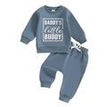 Baby Toddler Boys 2Pcs Daddy's Little Buddy Jogger Set Long Sleeve Letters Print Top with Elastic Waist Pants Outfit