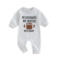 Baby Girl Boy Romper On Saturdays We Watch Football With Daddy Letter Print Long Sleeve Round Neck Jumpsuit Fall Clothes