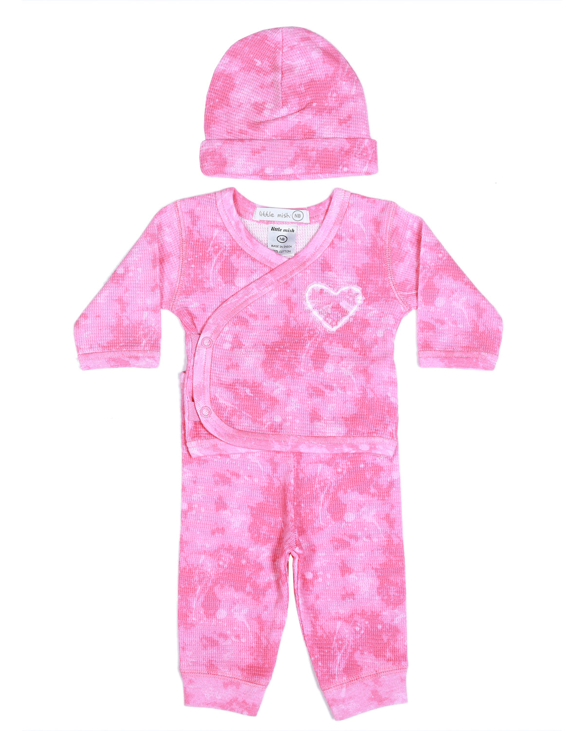 Baby Thermal 3 Piece Set - Pink Burn Out Heart