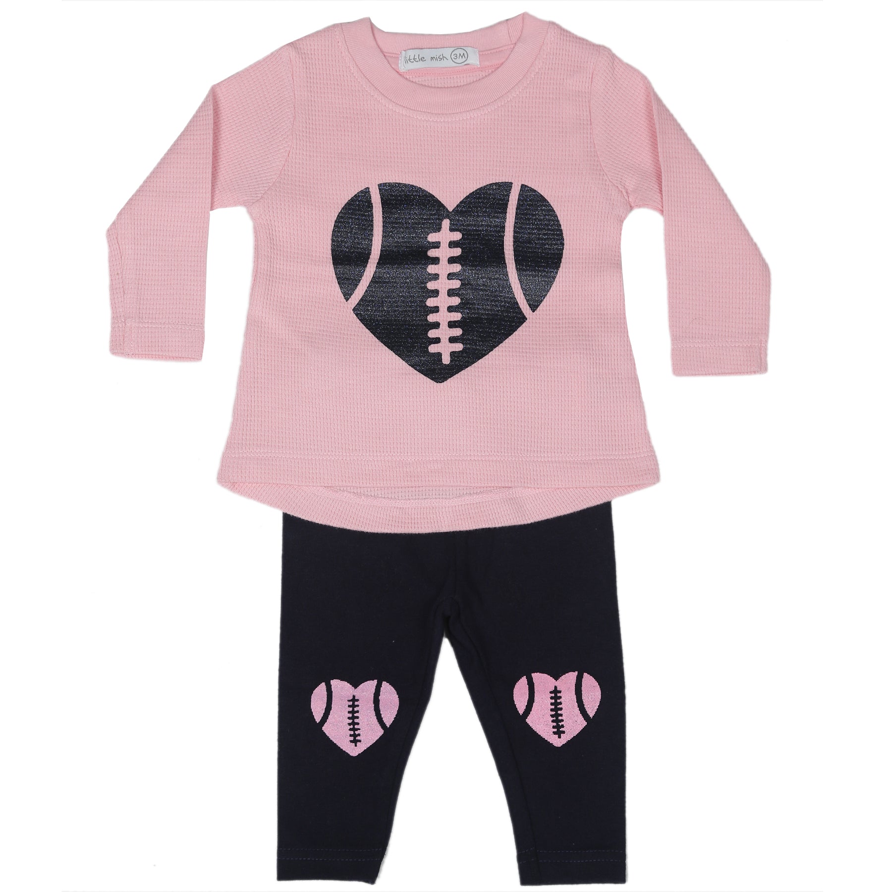 Baby Thermal Glitter Patch Top and Legging Set - Football Fan