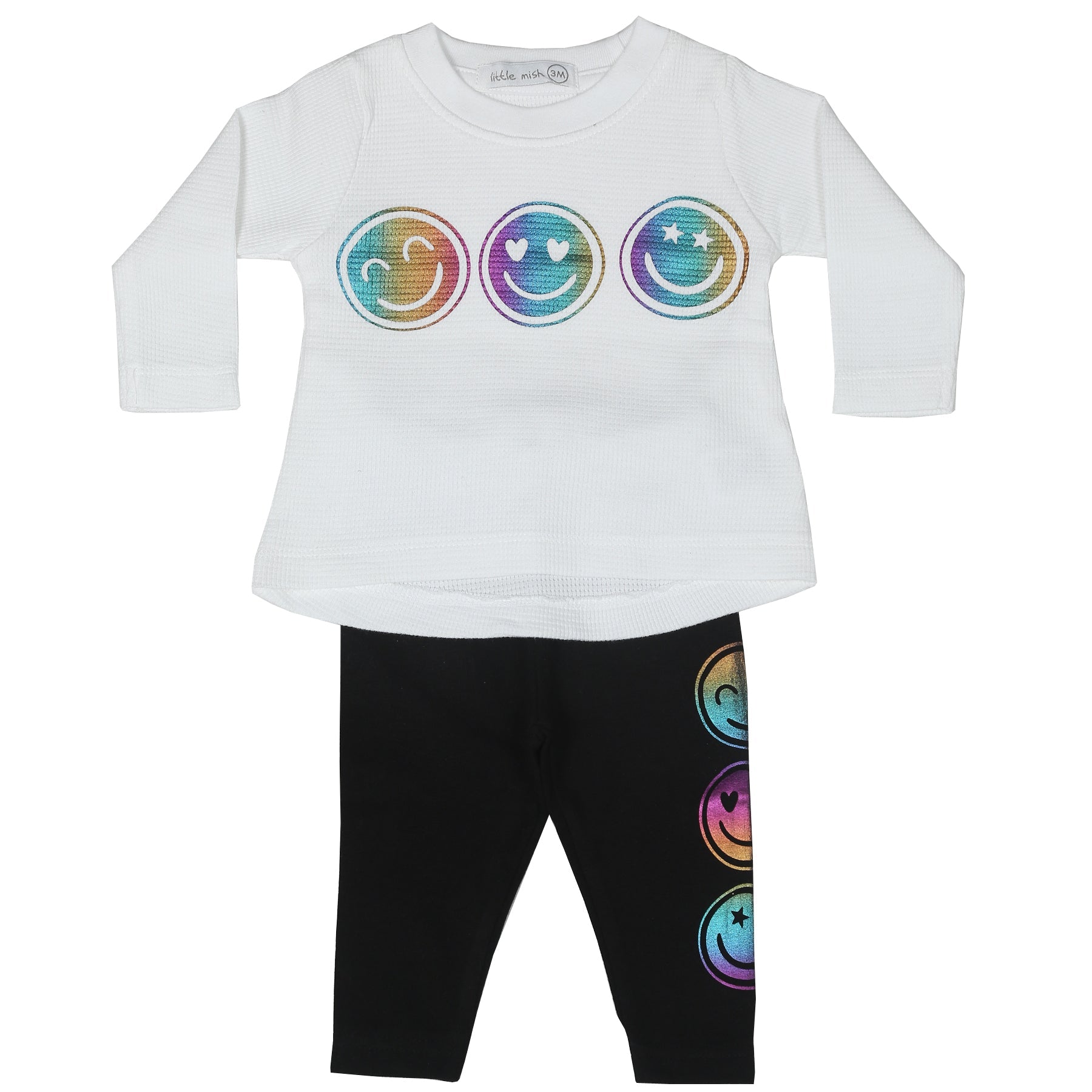Toddler Thermal A-line Top and Legging Set - Rainbow Foil Smile