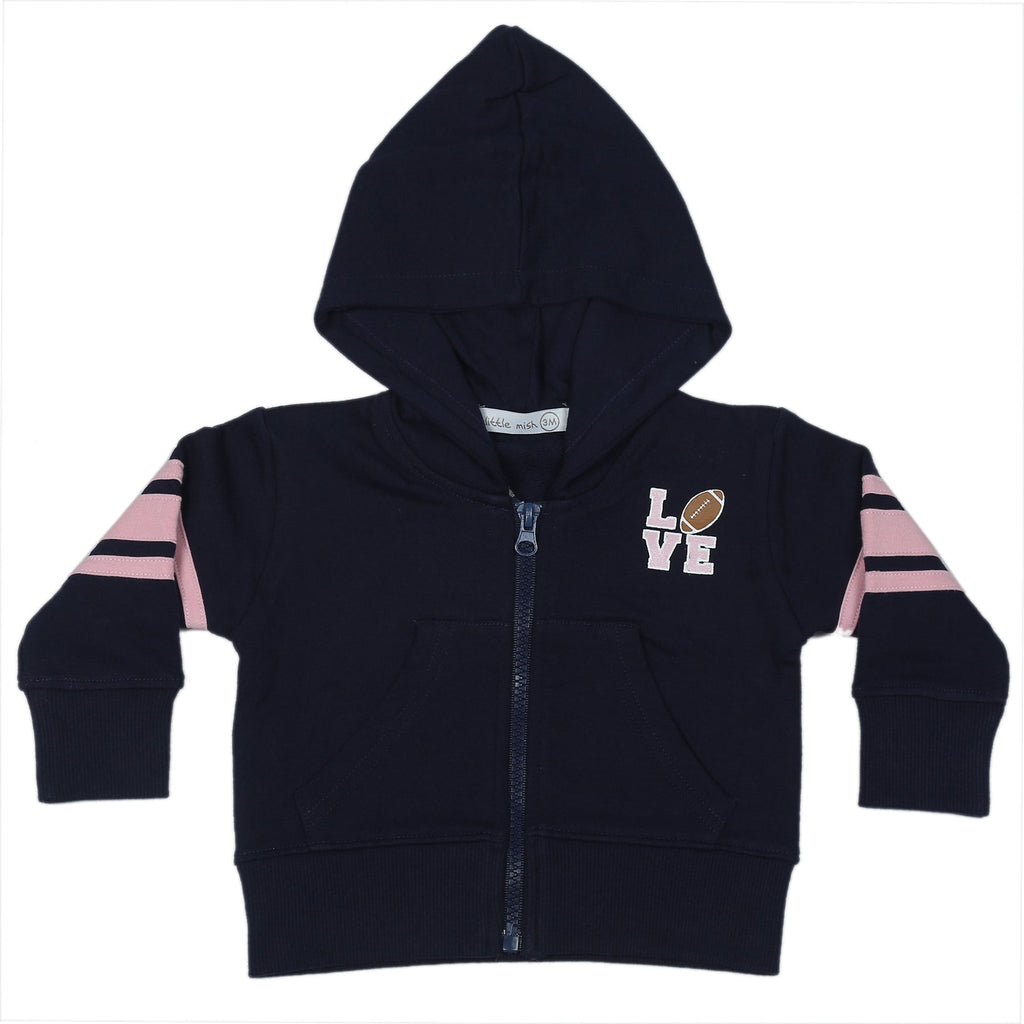 Baby and Toddler Zip Hoodie - Pink Football Fan