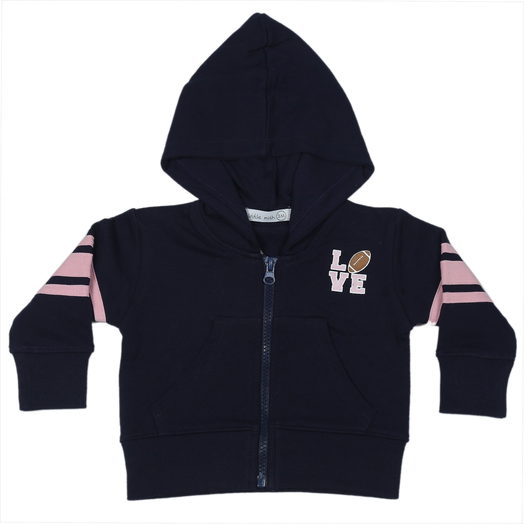 Baby and Toddler Zip Hoodie - Pink Football Fan