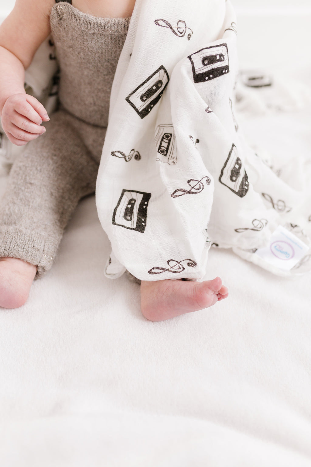 Monochromatic Swaddle Blanket, Baby Blanket Mix Tape Cassette