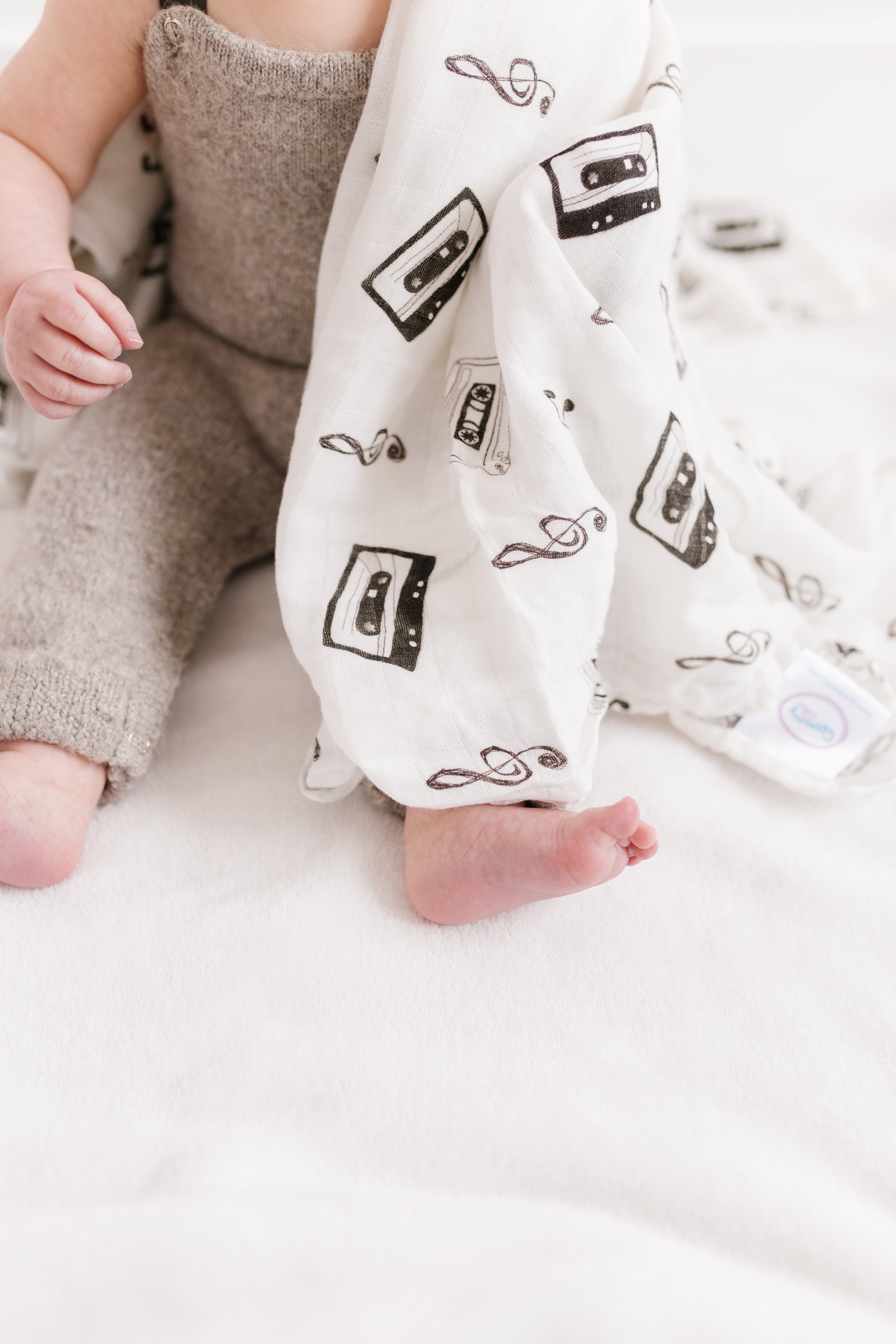 Monochromatic Swaddle Blanket, Baby Blanket Mix Tape Cassette