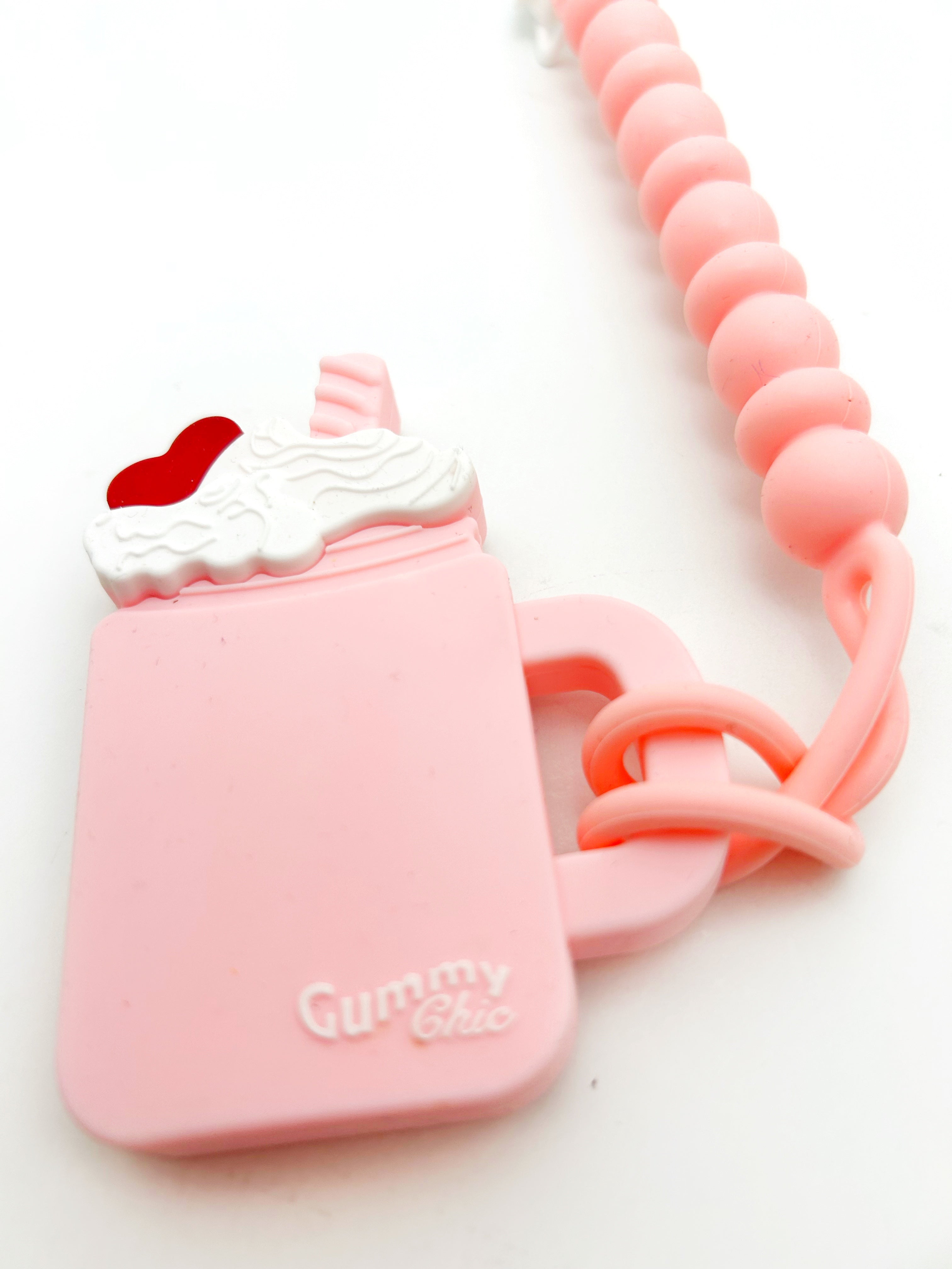 Silicone Milkshake Teether & Pacifier Clip: Safe Baby Teething Toy