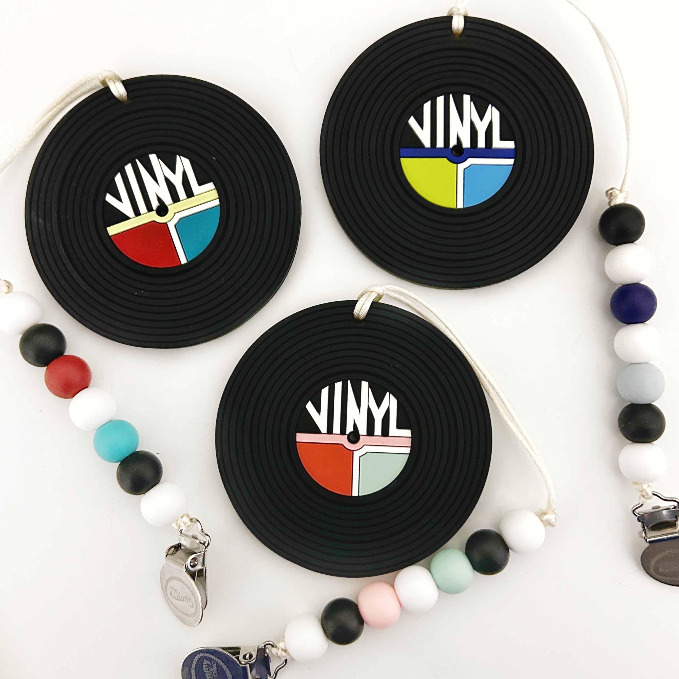 Silicone Baby Teether Toy: Vinyl Record with Clip - Gummy Chic Exclusive