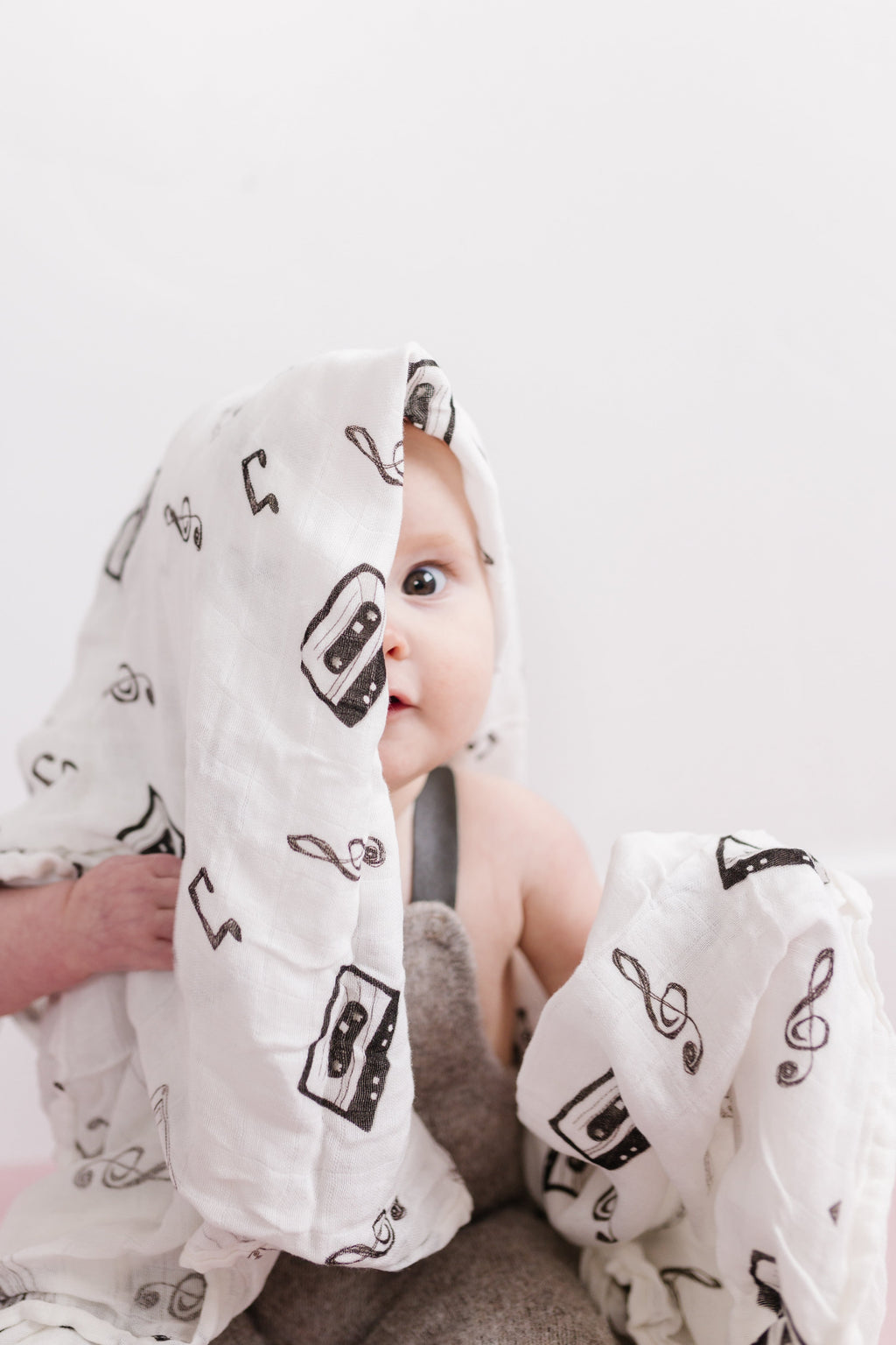 Monochromatic Swaddle Blanket, Baby Blanket Mix Tape Cassette