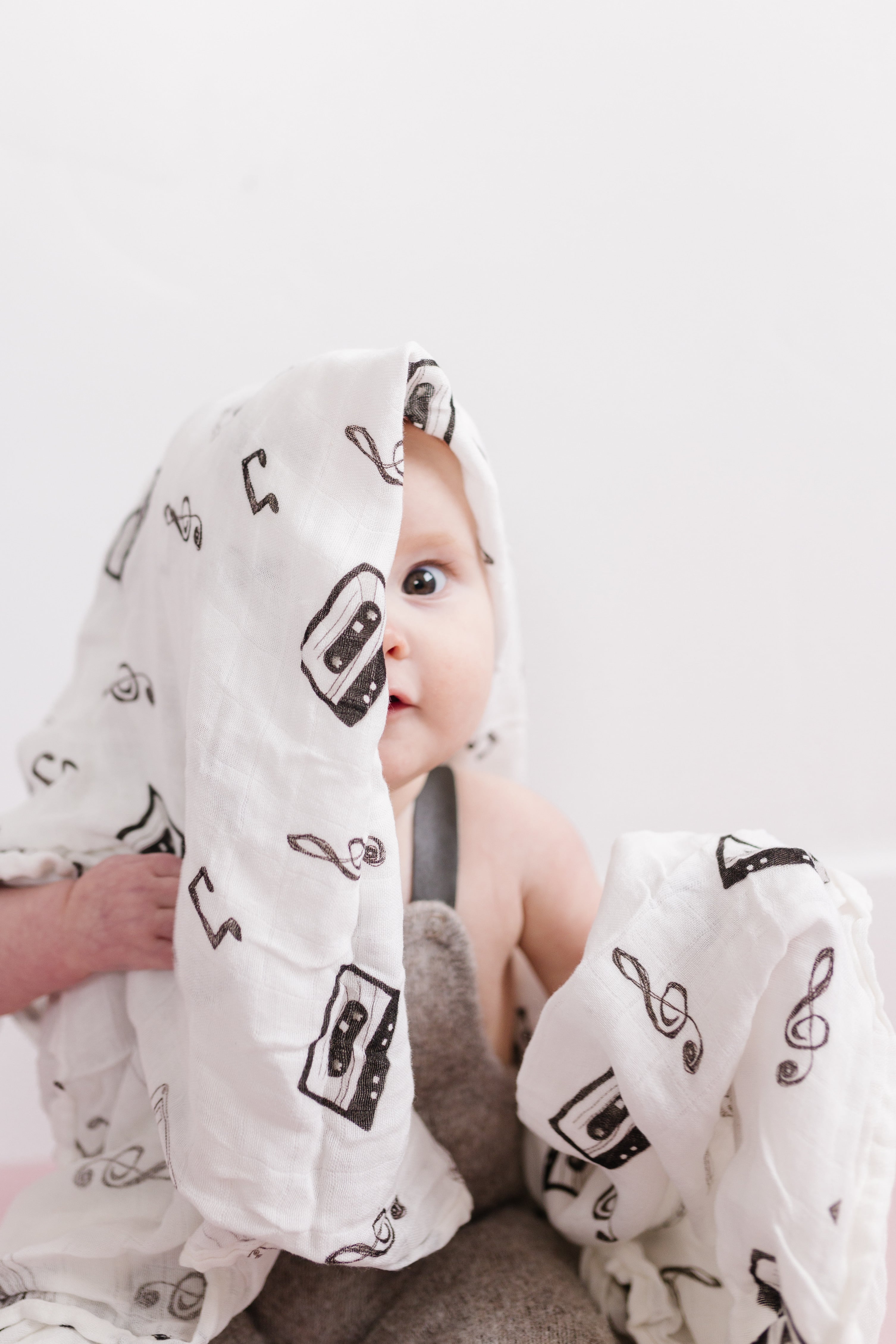 Monochromatic Swaddle Blanket, Baby Blanket Mix Tape Cassette