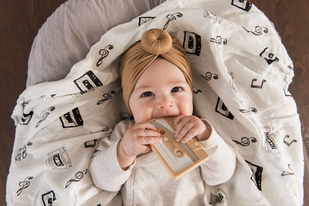 Monochromatic Swaddle Blanket, Baby Blanket Mix Tape Cassette