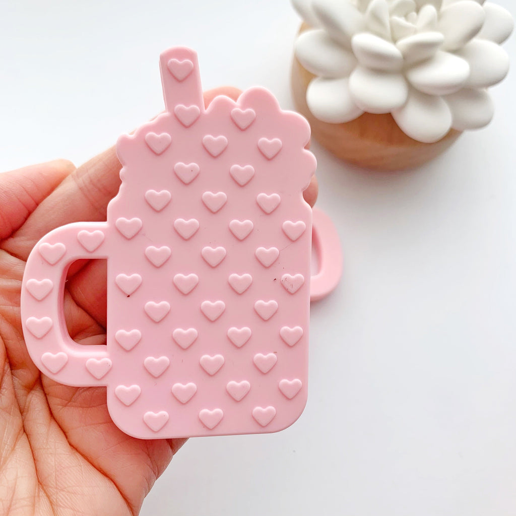 Silicone Milkshake Teether & Pacifier Clip: Safe Baby Teething Toy
