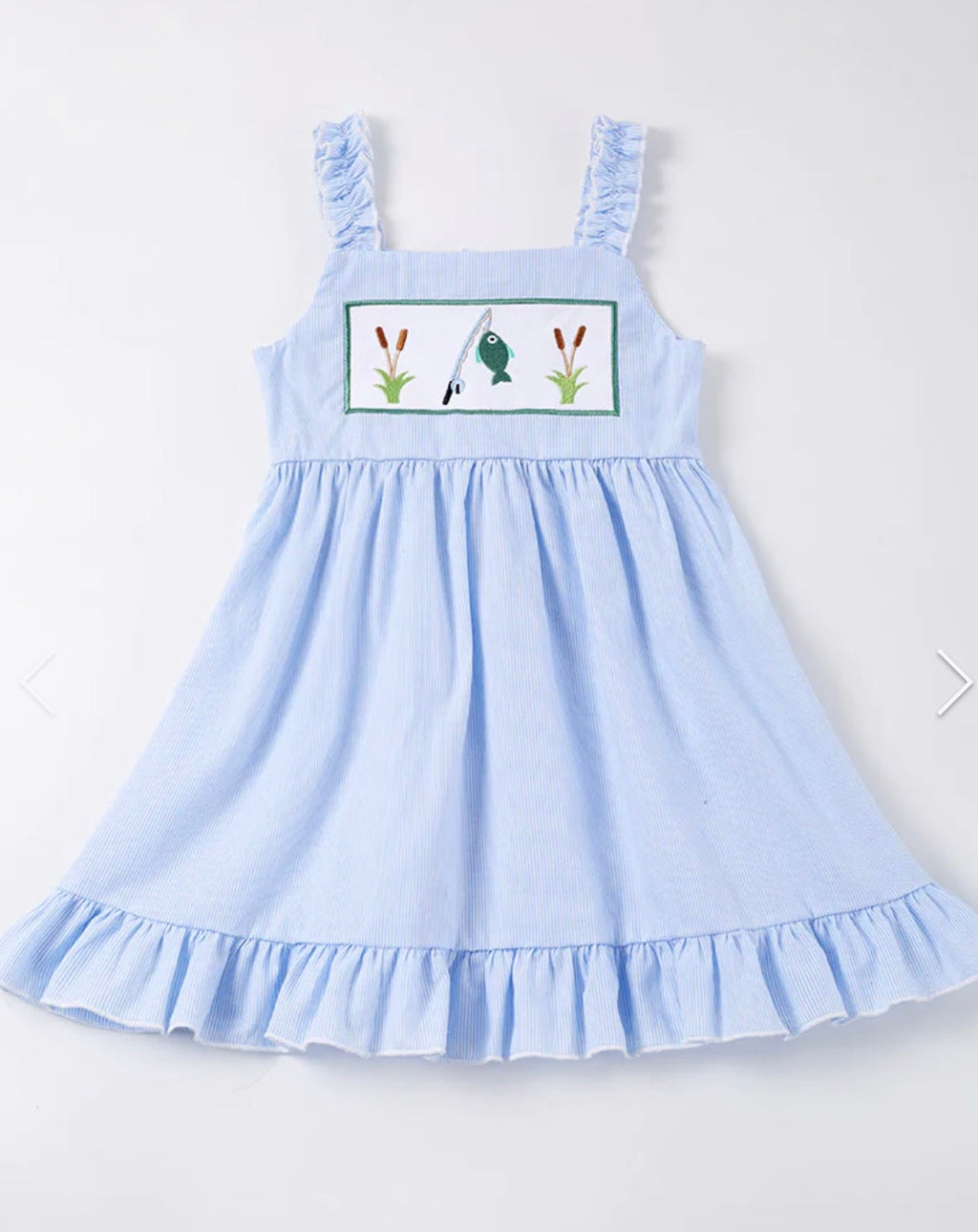 Blue fishing appliqué dress