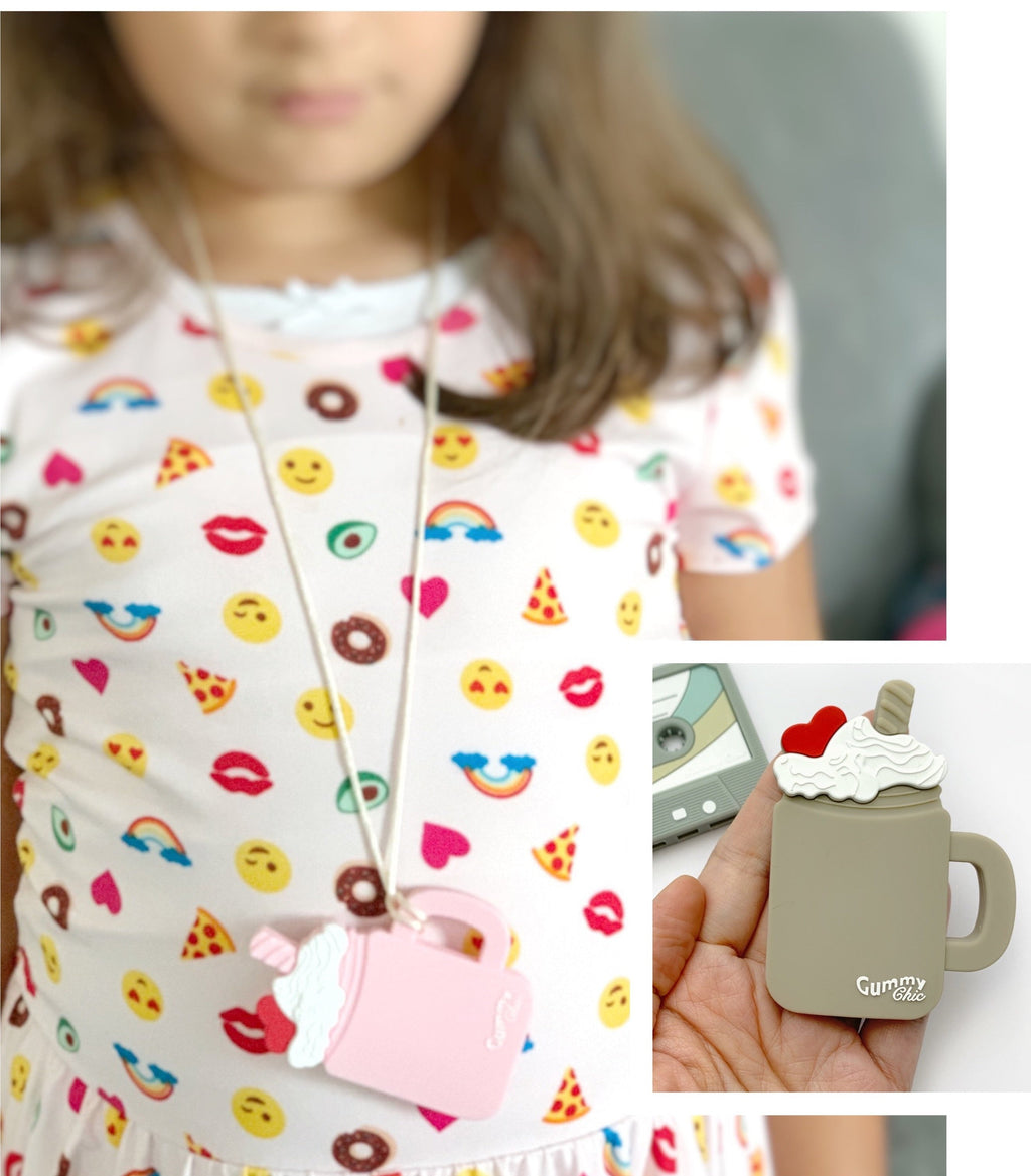 Food Grade Silicone Milkshake Sensory Pendant: Safe Chewing Fun Necklace
