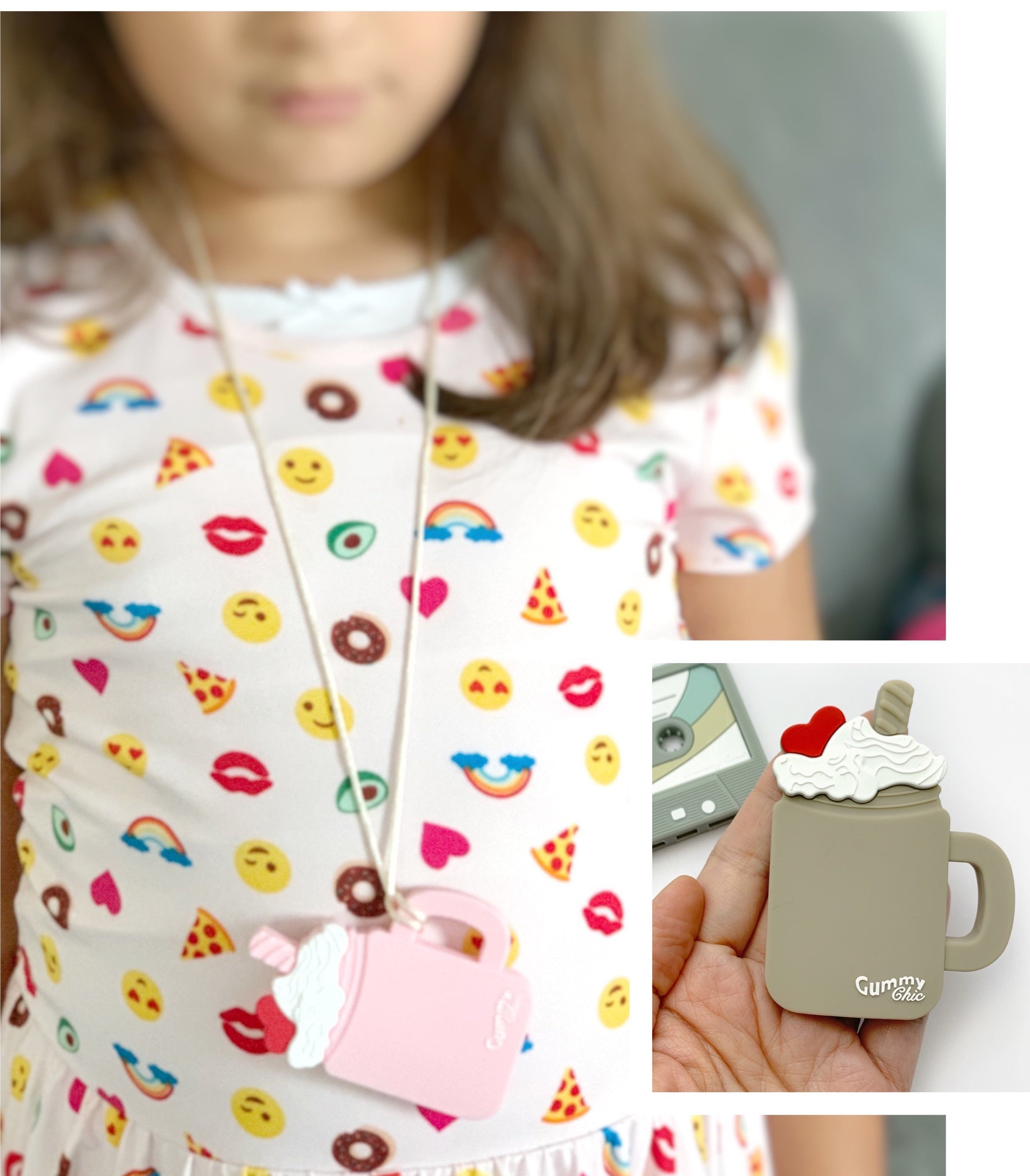 Food Grade Silicone Milkshake Sensory Pendant: Safe Chewing Fun Necklace