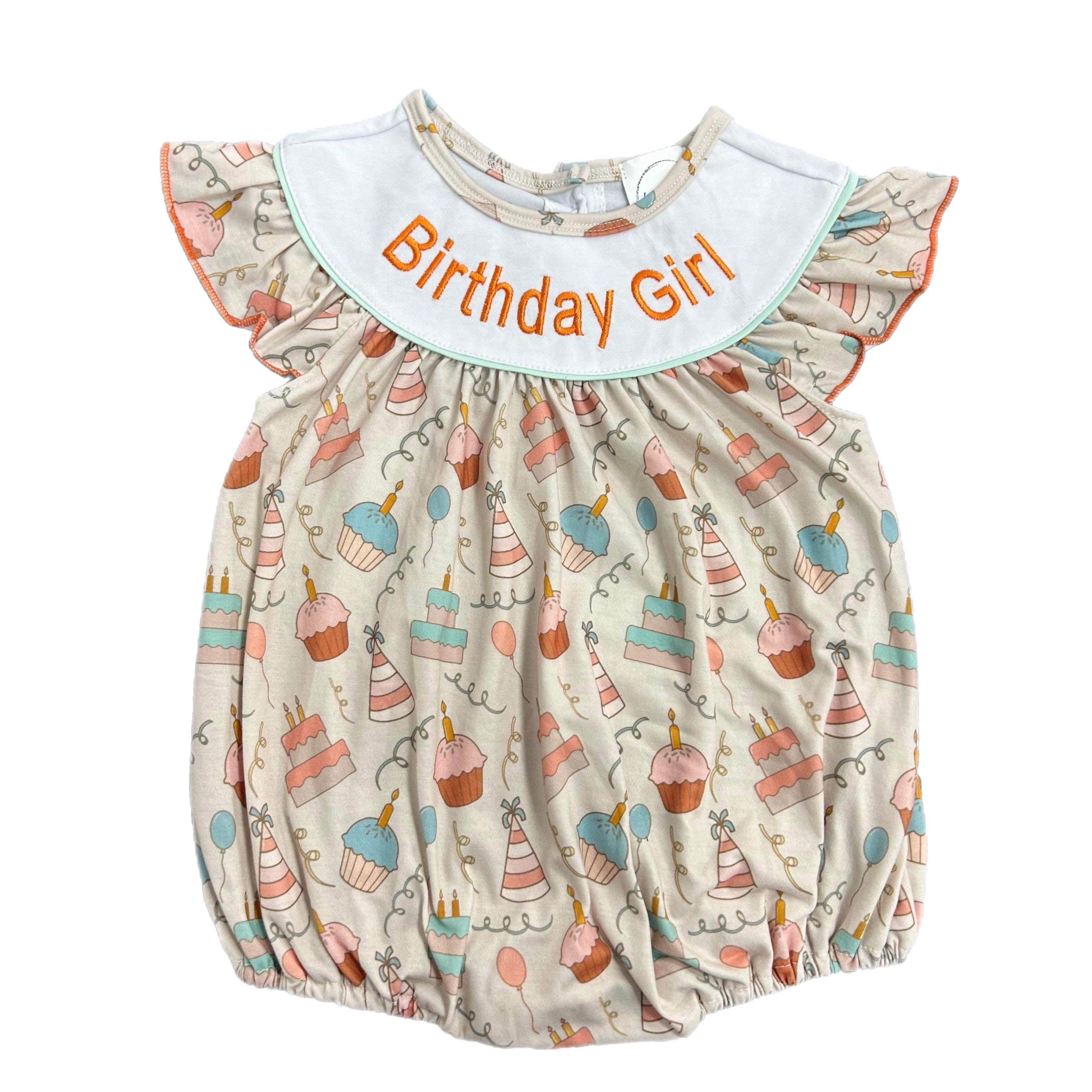 Birthday girl cake and cupcakes romper