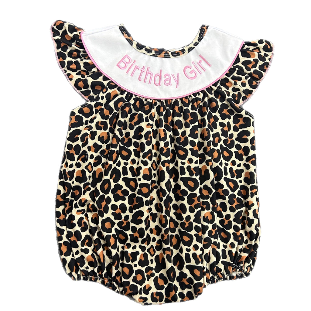 Birthday girl leopard romper