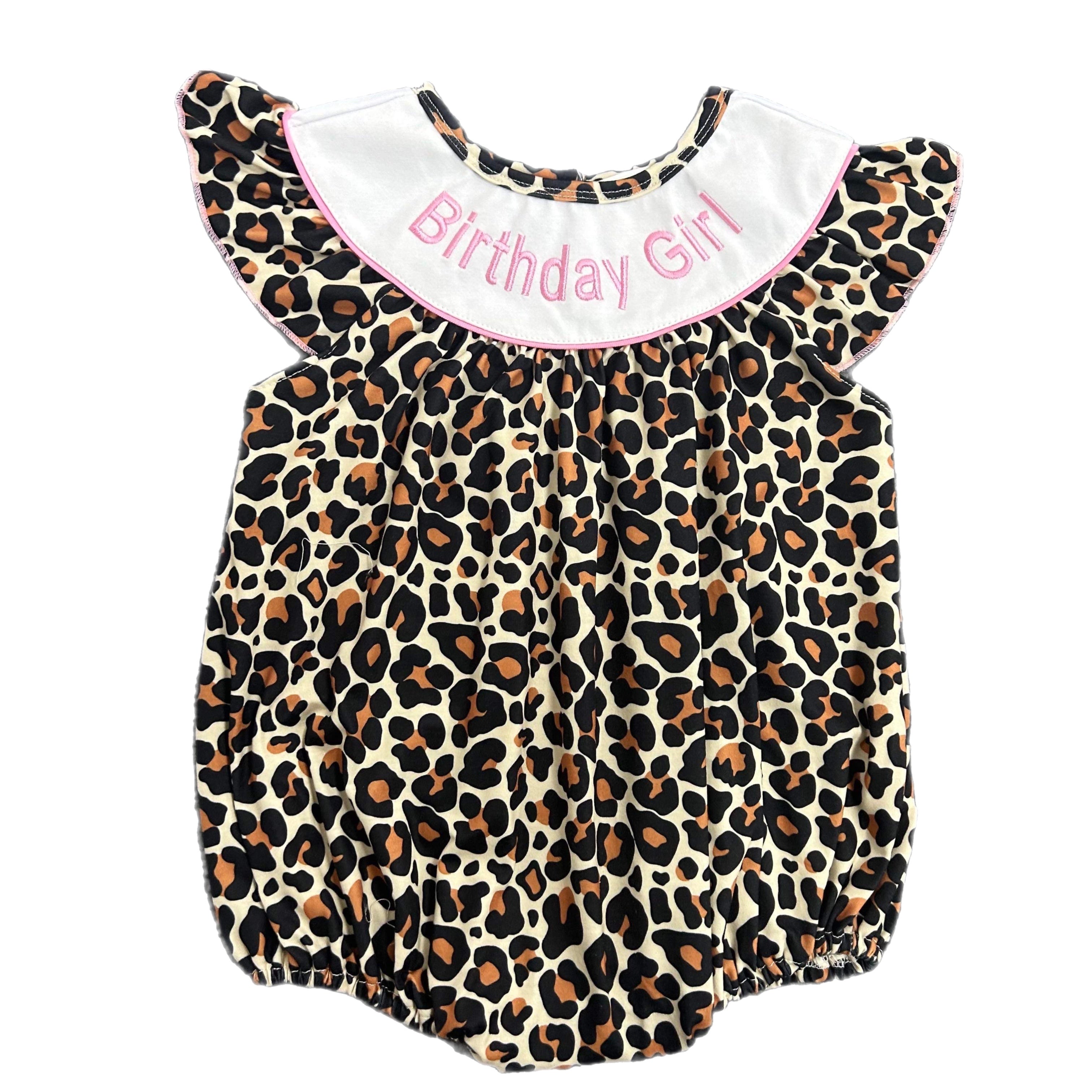 Birthday girl leopard romper