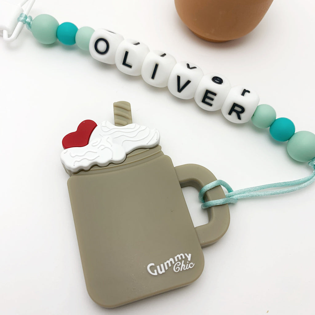 Customizable Milkshake Baby Teething Toy with Multi-Use Clip