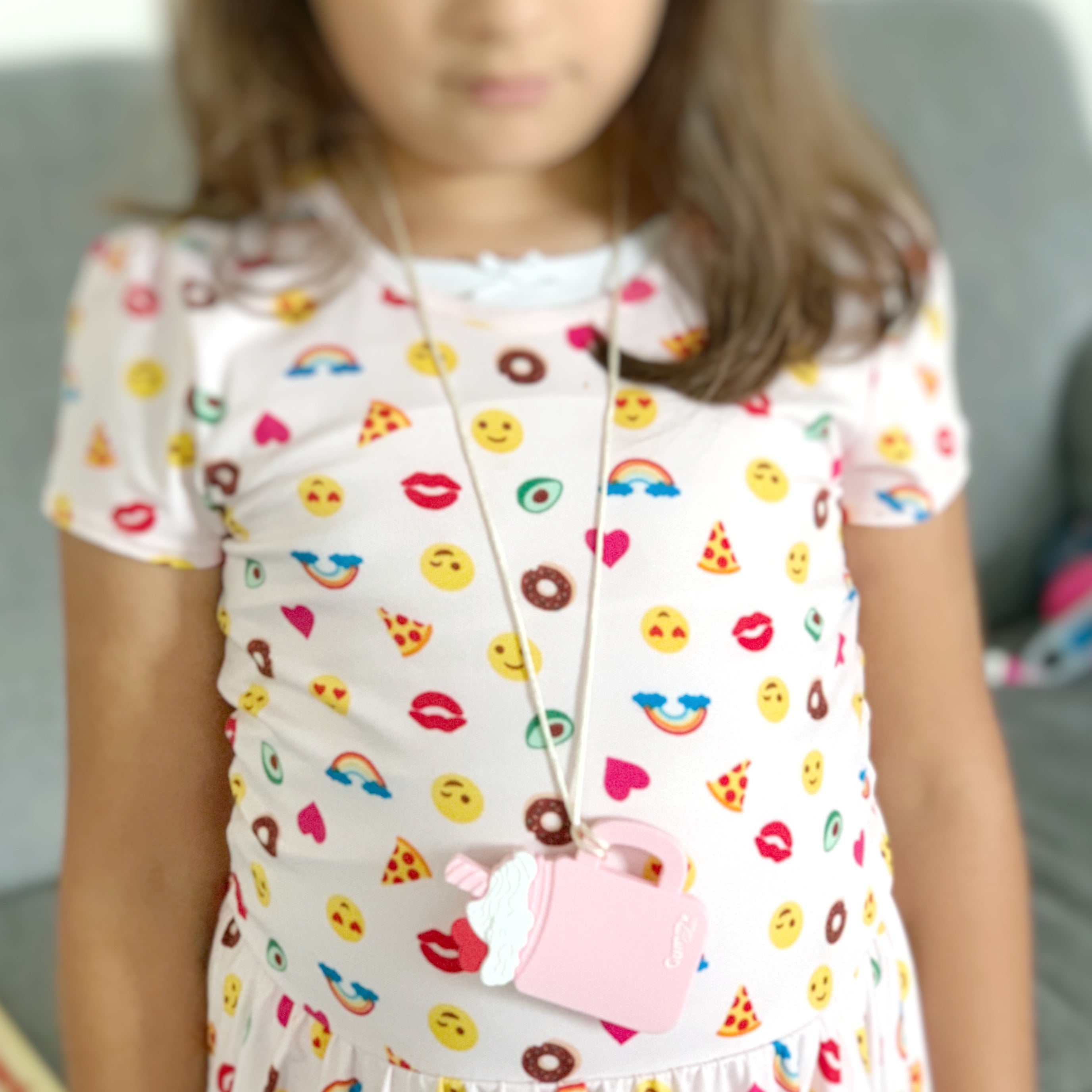 Food Grade Silicone Milkshake Sensory Pendant: Safe Chewing Fun Necklace