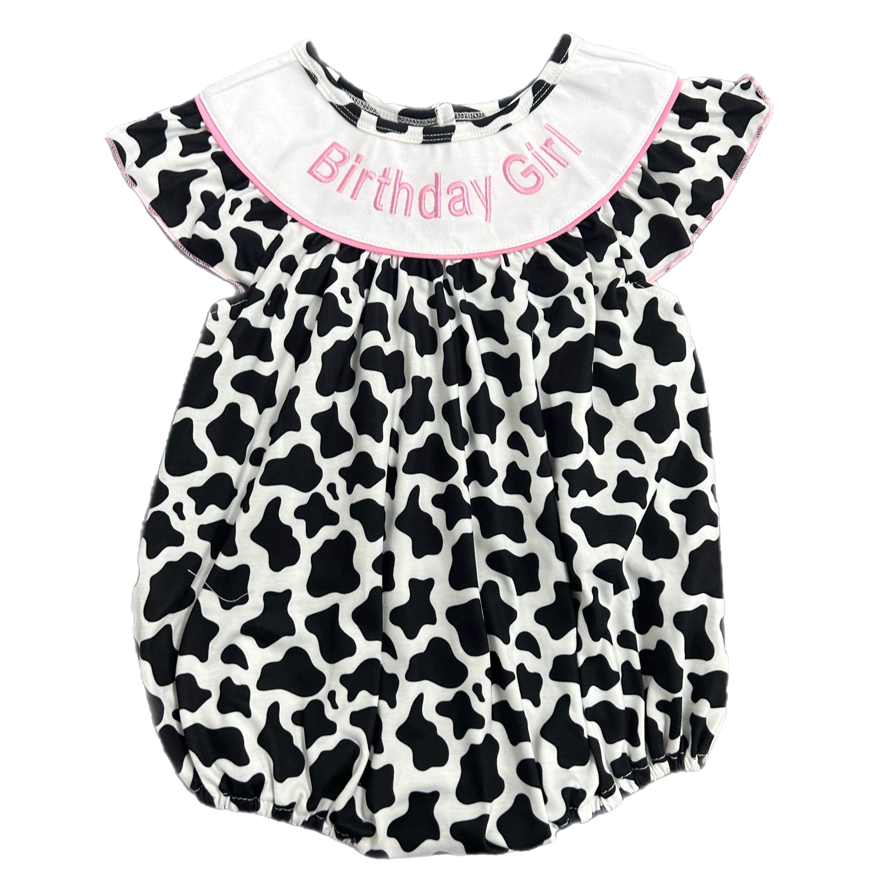 Birthday girl cow romper