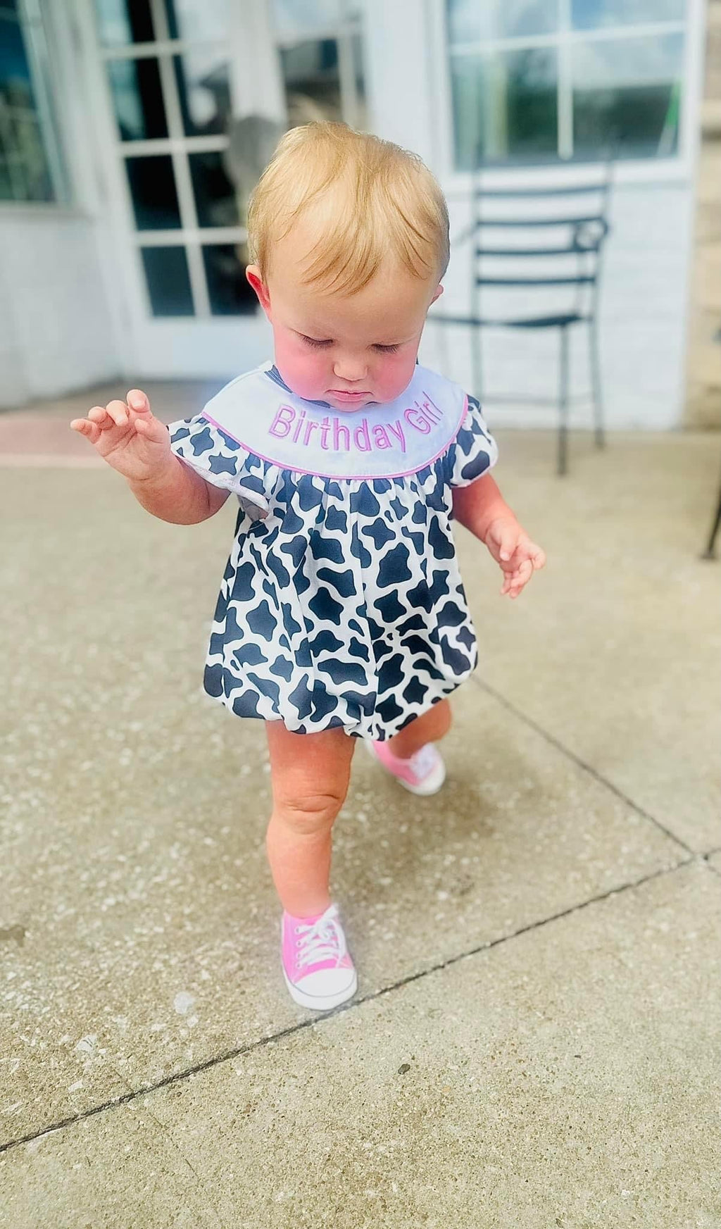 Birthday girl cow romper